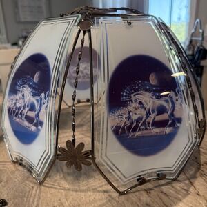 OK Lighting vintage celestial unicorn Trio glass 6-panel touch lamp shade READ